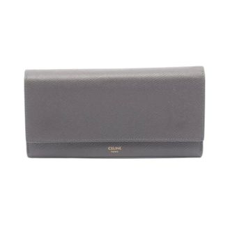 Celine Pre-owned Wallets, female, Gray, Size: ONE SIZE Pre-owned Large Flap Wallet Leather Long Wallet
