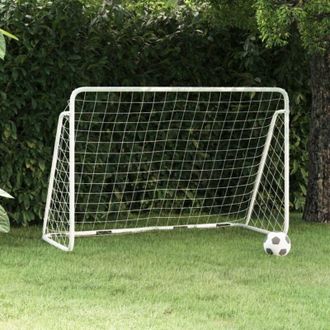 vidaXL Furniture Limited - Porter&iacute;a De F&uacute;tbol Con Red Acero Blanco