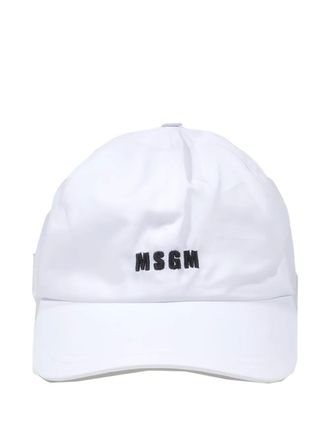 Msgm logo-embroidered cap - men - Cotton - One Size - White