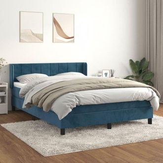 vidaXL Cama Box Spring Con Colch&oacute;n Terciopelo Azul Oscuro 140x200 Cm Vidaxl