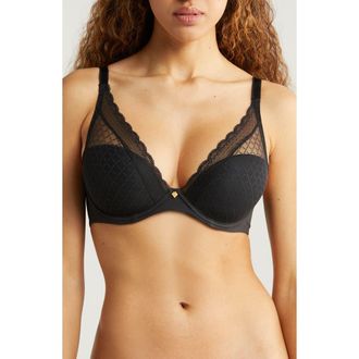 Chantelle Norah Chic Underwire Plunge Bra in Black at Nordstrom, Size 30E