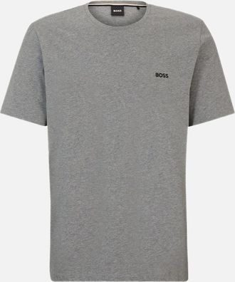 HUGO BOSS Mens Luxe Jersey Crew-Neck Loungewear T-Shirt, Medium Grey Melange - Size: 42