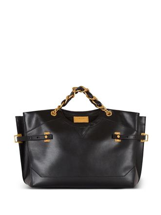 Balmain logo-plaque tote bag - women - CALFSKIN - OS - Black
