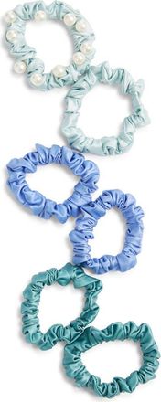 Chelsea28 6-Pack Satin Ponytail Holders in Cool Blue Multi at Nordstrom