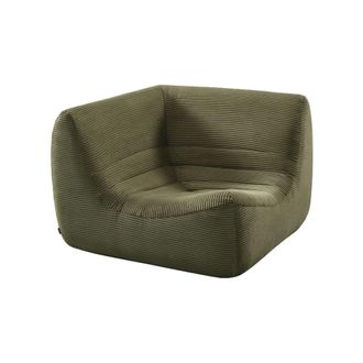 Sweeek Sill&oacute;n envasado al vac&iacute;o esquinero de pana, verde kaki