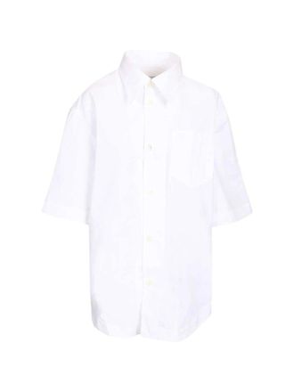 Ami Short Sleeve Wide Shirt With Camp Collar And Patch Pocket