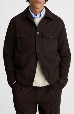 Madewell Patch Pocket Wool Blend Jacket in Chocolate at Nordstrom, Size X-Large