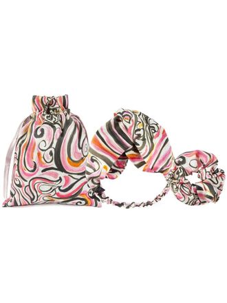 Shanghai Tang Set di accessori in seta per capelli x Long Di - Bianco