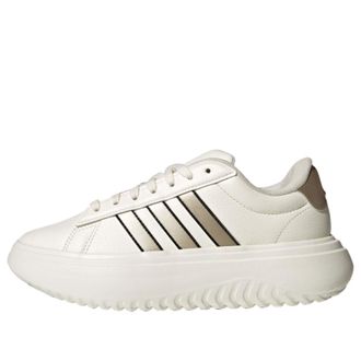 adidas (WMNS) adidas Grand Court Platform Shoes Chalk White Cyber Metallic JS2944