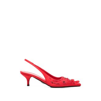 Prada Schoenen, Dames, Rood, 39 EU, Leer, Prada Met Hakken Rood