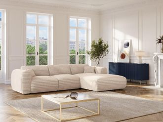 Vente-Unique Grande divano angolo a destra in Velluto a coste grosse Beige - POGNI della Maison Céphy