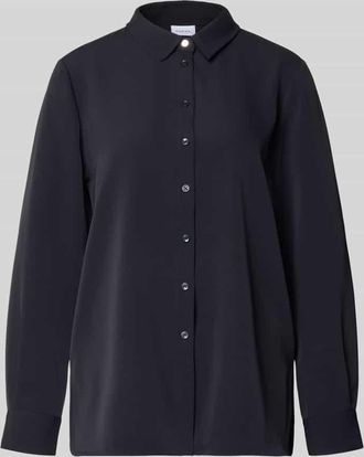 Comma Relaxed Fit Bluse mit Knopfleiste in Marine, Gr&ouml;&szlig;e 34