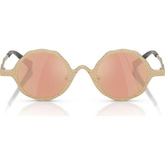 Emporio Armani 41mm Round Sunglasses in Pale Gold /Brown Rose Gold at Nordstrom