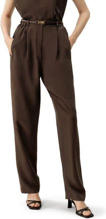 LilySilk Sand-Washed Silk Habotai Barrel Pant in Toffee at Nordstrom, Size 16