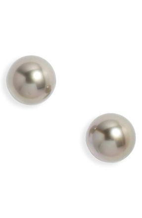 Nordstrom Tahitian Pearl Stud Earrings in Grey- 14K White Gold at Nordstrom, Size 8-9 Mm