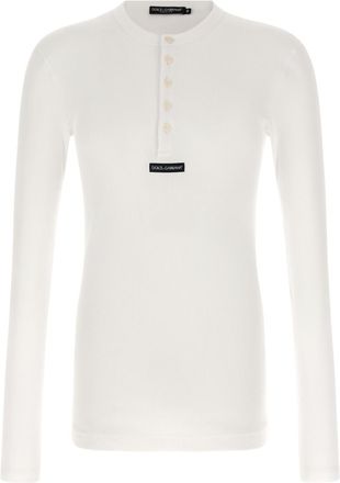 Dolce & Gabbana White Slim Henley T-Shirt
