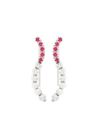 Officina Bernardi 18kt witgouden Moon Eden oorcuffs met robijn - Zilver