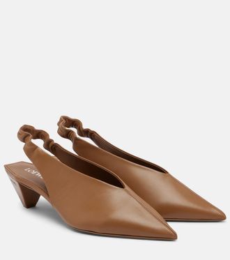 Loewe Origami leather slingback pumps