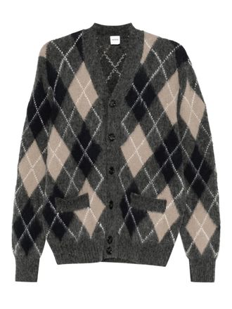 Aspesi argyle-pattern cardigan - Grey