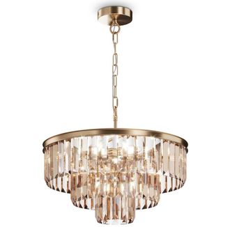 Maytoni Exklusive Pendellampe Revero Gold/Bernstein, ø 50 cm, 7-flammig