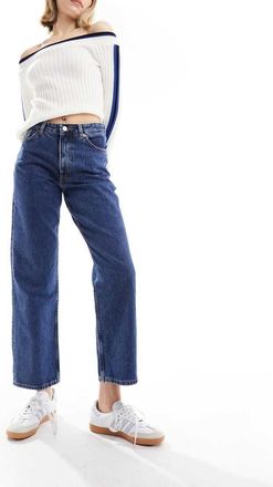 Monki Taiki high waist balloon leg jeans in dark blue