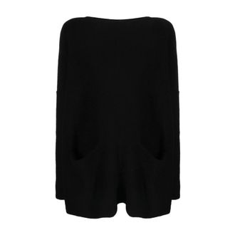 Daniela Gregis Round-neck Knitwear, female, Black, Size: ONE SIZE Open Pocket Boat Neck Jumper