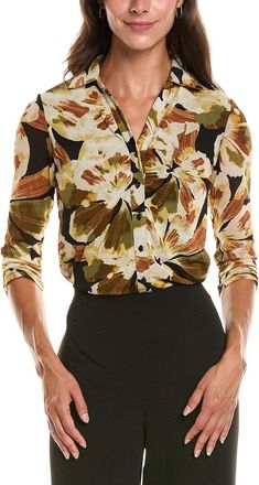 Anne Klein Petite Shirred Bust Button-Down Shirt