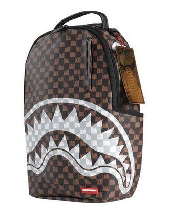 Sprayground BROWN AND CREAM DRIP CHECK SHARK BACKPACK
