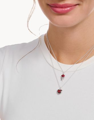 Thomas Sabo Collana sottile con rosa rossa in argento sterling 925