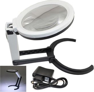 Trade Shop Trade Shop Traesio - Trade Shop - L&aacute;mpara De Lupa De Mesa Con 10 Led Port&aacute;til De 120mm A 28mm