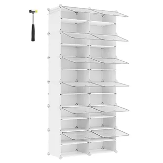Songmics Zapatero modular con 12 compartimentos de plástico de color blanco