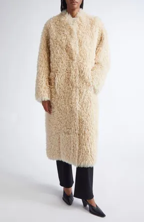 Stand Studio Carolina Faux Shearling Coat in Off White at Nordstrom, Size 10 Us