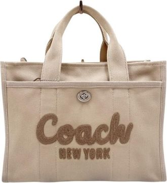 Coach Beige Canvas Handbag Tote Bag (Pre-Owned)