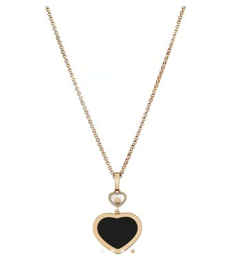 Chopard Rose Gold Black Happy Hearts Pendant Necklace