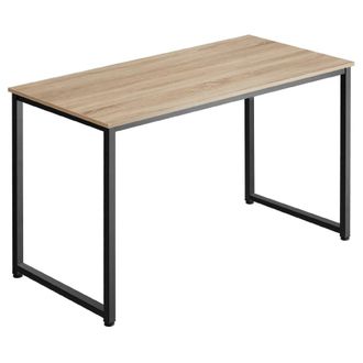 TecTake Escritorio estilo industrial estructura de acero 140 cm madera clara