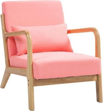 HOMCOM Homcom - Butaca de sal&oacute;n butaca n&oacute;rdica sill&oacute;n de sal&oacute;n con reposabrazos coj&iacute;n y marco de madera de caucho para dormitorio carga 120 kg 61x78x76 cm