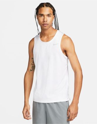Nike Mens Nike Miler Dri Fit Mens Vest/Tank Top White - Size: 44