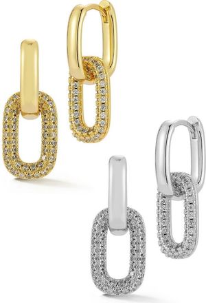 Glaze Jewelry Set of 2 Cubic Zirconia Hoop Earrings in Two Tone at Nordstrom Rack