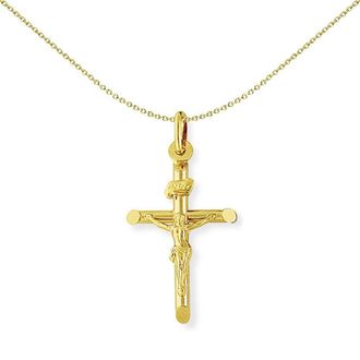 Jewelco London 9ct Gold Crucifix INRI Jesus Cross Charm Pendant - 18x23mm - CRNR02001