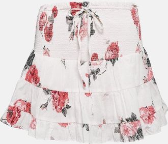 LoveShackFancy Aldana floral cotton miniskirt
