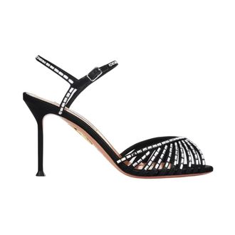 Aquazzura Hold Me Crystal Sandal 85 - female - Aquazzura - High Heel Sandals - Black - 5 1/2 UK - Shoes