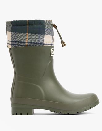 Barbour Womens Barbour MOWBRAY Womens Mid Wellies Olive/Ancient Tartan - Green - Size: 5
