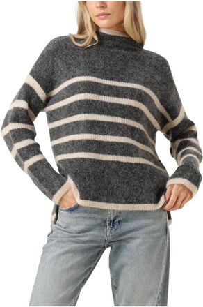 Second Female Ovalis Knit T-Neck Sweater - Dames - Ronde hals truien - Grijs - S - Truien & Vesten