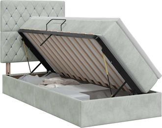 vidaXL Cama Con Almacenamiento Y Colch&oacute;n Gris Claro 100 X 200 Cm Vidaxl