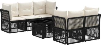vidaXL Conjunto De Sof&aacute;s De Jard&iacute;n 6 Uds. Negro Rat&aacute;n Sint&eacute;tico Vidaxl