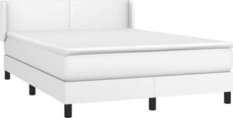 vidaXL Vidaxl - Cama Box Spring Con Colch&oacute;n Cuero Sint&eacute;tico Blanco 140x200cm
