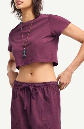 Vitamin A Coast Cotton Crop T-Shirt in Crushed Berry at Nordstrom, Size X-Small