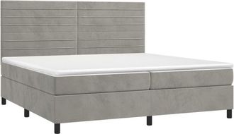 vidaXL Vidaxl - Cama Box Spring Colch&oacute;n Y Led Terciopelo Gris Claro 200x200 Cm