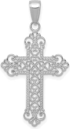 Diamond2Deal 14K White Gold Fleur De Lis Cross Charm Pendant