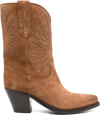 Golden Goose Suède laarzen met borduurwerk - Bruin